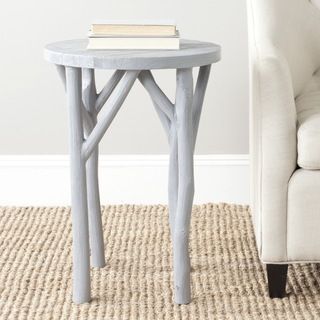 Safavieh Harper Pearl Blue Grey Round End Table (Pearl blue greyMaterials: Bayur woodFinish: Pearl blue greyDimensions: 25.3 inches high x 18.1 inches wide x 18.1 inches deepThis product will ship to you in 1 box.Furniture arrives fully assembled )