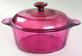 Corning Visions Cranberry 2.5 Qt Round Covered Casserole, Fine China Dinnerware