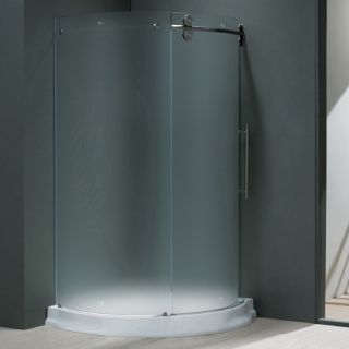 Vigo Industries VG6031STMT40WR Shower Enclosure, 40 x 40 Frameless Round 5/16 RightSided Door w/White Base Frosted/Stainless Steel