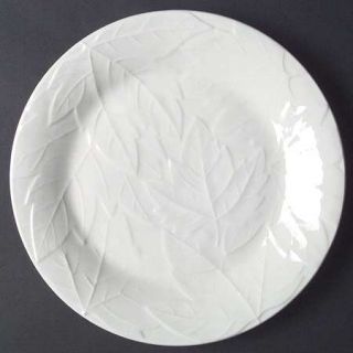 Gibson Designs Leaf Dinner Plate, Fine China Dinnerware   All White, Embossed Ma