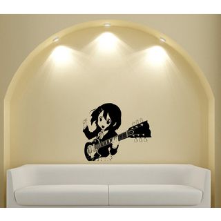 Japanese Manga Guitar Girl Vinyl Decal Sticker (Glossy blackEasy to apply, instructions includedDimensions: 25 inches wide x 35 inches long )