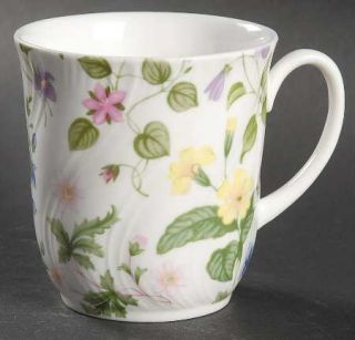 Rosina Queens Country Meadow Mug, Fine China Dinnerware   Pink, Blue, Yellow & L