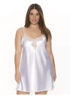 Lane Bryant Plus Size Lace & mesh trimmed chemise     Womens Size 14/16, White
