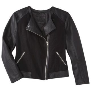 Pure Energy Womens Plus Size Faux Leather Motorcycle Jacket   Black 2X