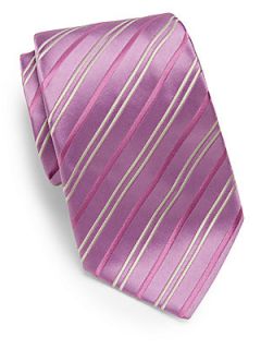 Alternating Striped Silk Tie   Lavender