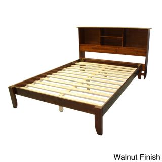 Scandinavia Queen size Solid Wood Platform Bed With Bookcase Headboard