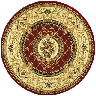 Lyndhurst Collection Traditional Red/ Ivory Rug (53 Round)