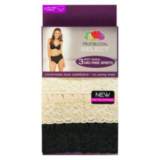 Fruit of the Loom SELECT Modal with Lace Brief 3 Pack   Assorted Colors 6