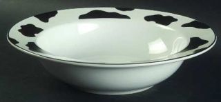 Tienshan Spotted Cow (White) Rim Soup Bowl, Fine China Dinnerware   Black Spots,