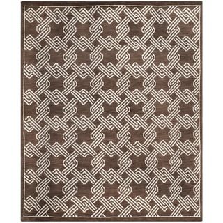 Safavieh Hand knotted Mosaic Brown/ Cream Wool/ Viscose Rug (9 X 12)