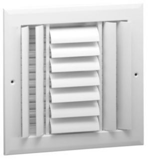 Hart Cooley A613MS 6x6 W HVAC Register, 6 W x 6 H, ThreeWay Aluminum for Sidewall/Ceiling White (021841)
