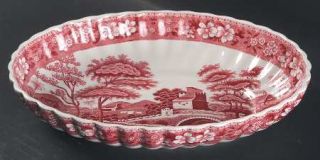 Spode Tower Pink (Older Backstamp) 9 Oval Berry Bowl, Fine China Dinnerware   P