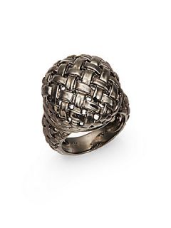 Sterling Silver Basket Weave Ring   Black