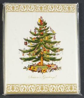 Spode Christmas Tree Green Trim (8 Pack) Greeting Cards & Envelopes, Fine China