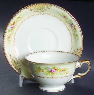 Royal Embassy Jackson Footed Cup & Saucer Set, Fine China Dinnerware   Floral,Br