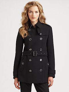 Burberry Brit Double Breasted Belted Coat   Black