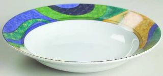 Studio Nova Madagascar Rim Soup Bowl, Fine China Dinnerware   Green,Gold,Purple,