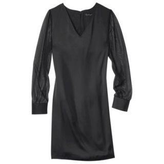 TEVOLIO Womens Shift Dress w/Sheer Sleeve   Black   10