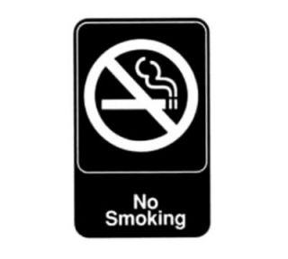 Winco 6 in x 9 in Sign   No Smoking   White Imprint on Black