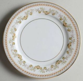 Noritake Shelburne Salad Plate, Fine China Dinnerware   Brown Laurel&Roses, Gray