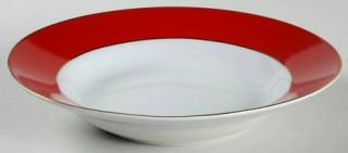 Lillian Vernon Red Band Rim Soup Bowl, Fine China Dinnerware   Red Band Rim, Gol