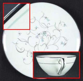 Noritake Alicia Dinner Plate, Fine China Dinnerware   Blue Flowers,Gray Stems,Pl
