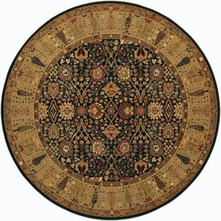 Royal Kashimar Cypress Garden/black deep Maple 46 Round Rug (BlackSecondary colors: Ash rose, brown sienna, chestnut, cr??me caramel, deep maple, soft linen and teal sagePattern: FloralTip: We recommend the use of a non skid pad to keep the rug in place o