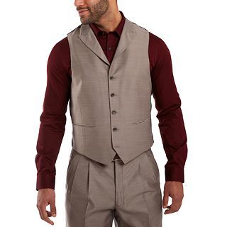 Steve Harvey Brown Sharkskin Suit Vest, Brown, Mens