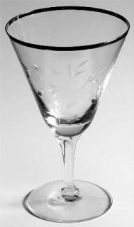 Fostoria Bridal Belle (Stem 6072) Water Goblet   Stem #6072, Cut #639, Platinum
