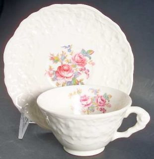 Pope Gosser Gypsy Rose Footed Cup & Saucer Set, Fine China Dinnerware   Rose Poi