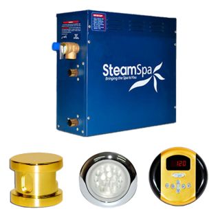 SteamSpa IN600GD Indulgence 6kw Steam Generator Package in Polished Brass