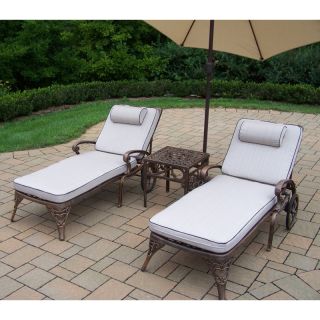 Oakland Living Mississippi Cast Aluminum Chaise Lounge Set with Tilting