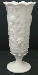 Westmoreland Paneled Grape Milk Glass Tall Crimped Vase   Stem 1881, Milk Glass,