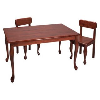 Kids Table and Chair Set: Queen Anne Rectangle Table and 2 Chair Set   Red 