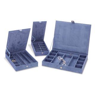 Reed & Barton Stackable Faux Suede Jewelry Cases   Set of 3   4.6W x 1.5H in.