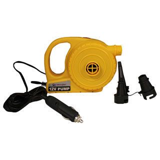 Coleman 12v Pump (YellowMaterials: PlasticDimensions: 7 inches long x 5 inches wide x 4 inches highGreat for low pressure inflatables Features high volume electric inflation Plugs into any standard vehicle power outletUniversal adapters included and 0.5 P