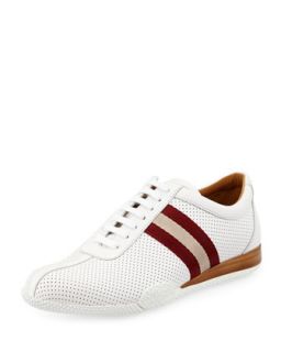 Low Top Leather Sneaker, White   Bally