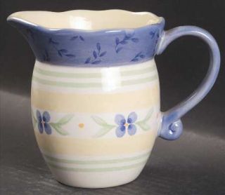 Pfaltzgraff Summer Breeze Creamer, Fine China Dinnerware   Blue Flowers, Yellow