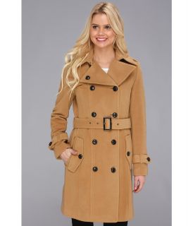 Cole Haan Wool Plush Double Breasted Trench Womens Coat (Tan)
