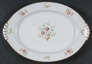 Narumi Early Spring  15 Oval Serving Platter, Fine China Dinnerware   Maroon, A
