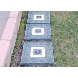 Homebrite Solar Power Square Garden Green Stepping Stones   Set of 3   30840/3