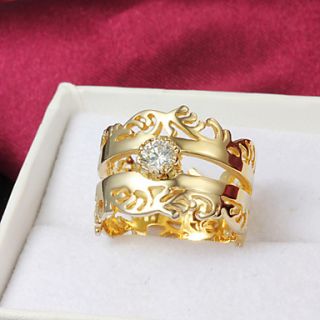High Quality Fantastic Gold Plated Clear Rhinestone Spindrift Womens Ring