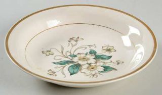 Edwin Knowles Carolina Coupe Soup Bowl, Fine China Dinnerware   White Flowers,Ye
