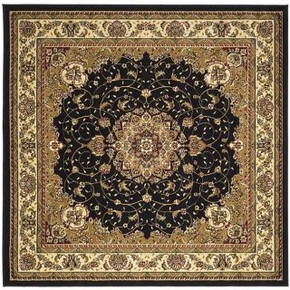 Lyndhurst Collection Traditional Black/ Ivory Rug (6 Square)