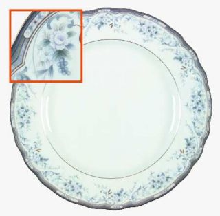 Noritake QueenS Mark Dinner Plate, Fine China Dinnerware   Blue & Gray Flowers,