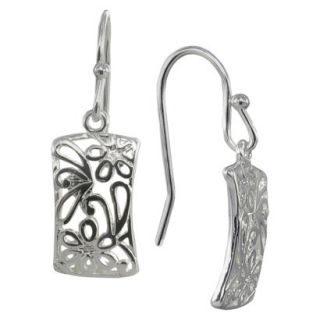 Rectangle Cut Out Design Dangle Earring   Silver