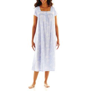 Earth Angels Short Sleeve Ballet Nightgown, Blue, Womens