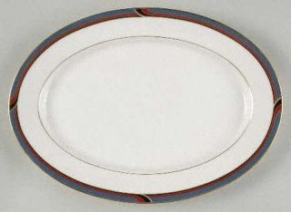 Gorham Regatta 14 Oval Serving Platter, Fine China Dinnerware   Blue,Maroon&Bla