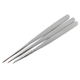 3PCS Nail Art Painting Drawing Pen Brush White Handle Kits
