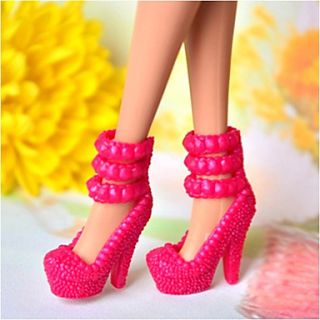 Barbie Doll Classic Bubble Style Red PVC High heeled Shoes